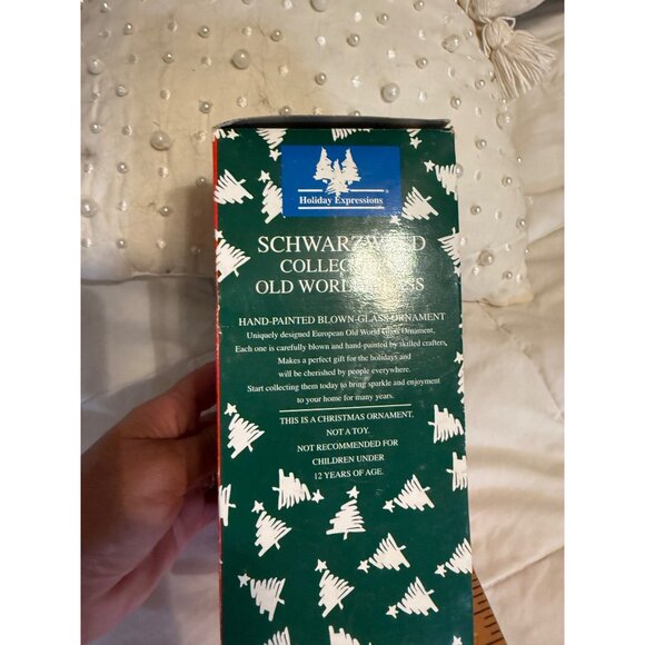 VTG German Schwarzwald Hand-Painted Blown Glass Holiday Santa Ornament Nos gift - Picture 9 of 16